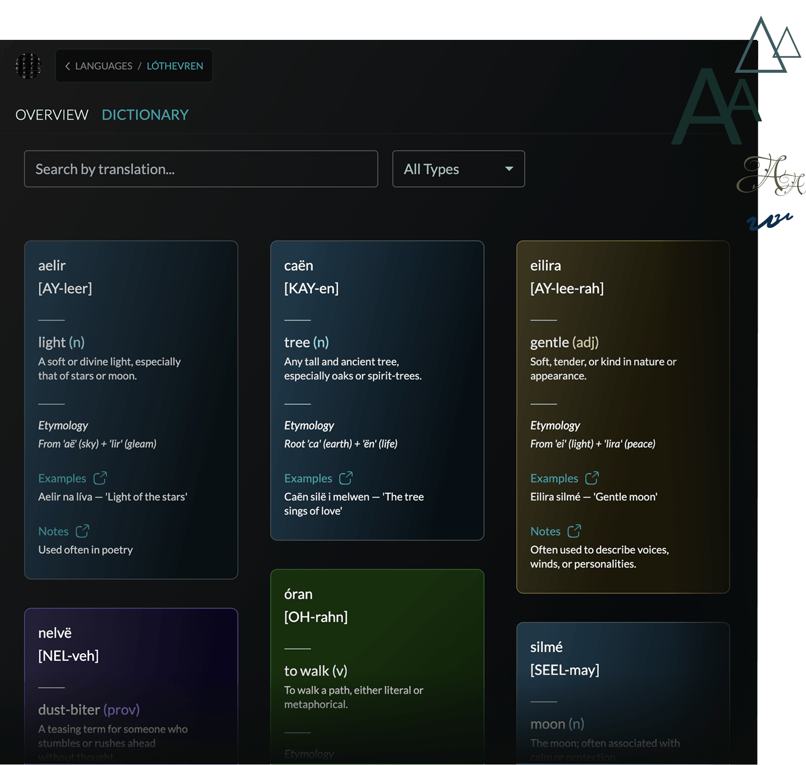 Language desktop view